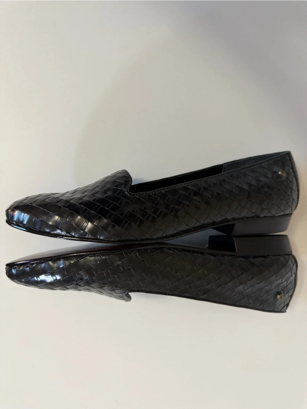 Etienne Aigner Black Woven Weave Leather Slip-On Flats 10M VTG Academia